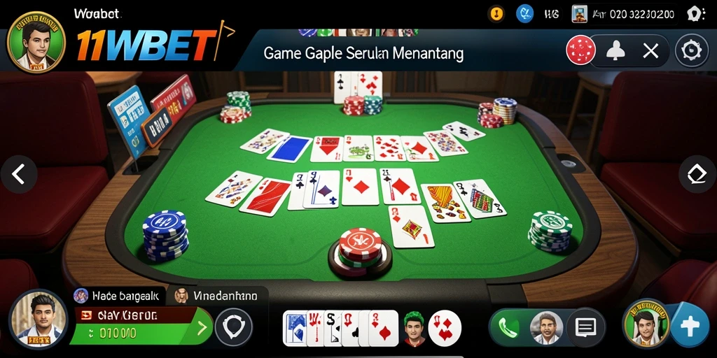 Screenshot 11WBET menampilkan gameplay gaple yang seru.