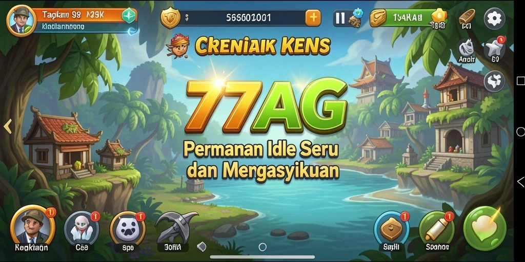 Screenshot gameplay 77AG menunjukkan dunia Idle yang menarik.