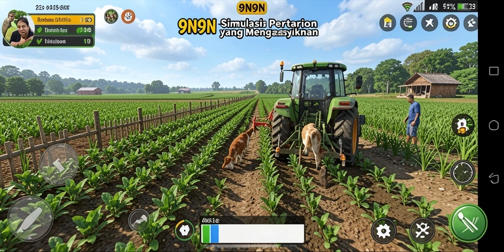 Tampilan screenshot 9N9N menampilkan keindahan ladang pertanian yang subur.