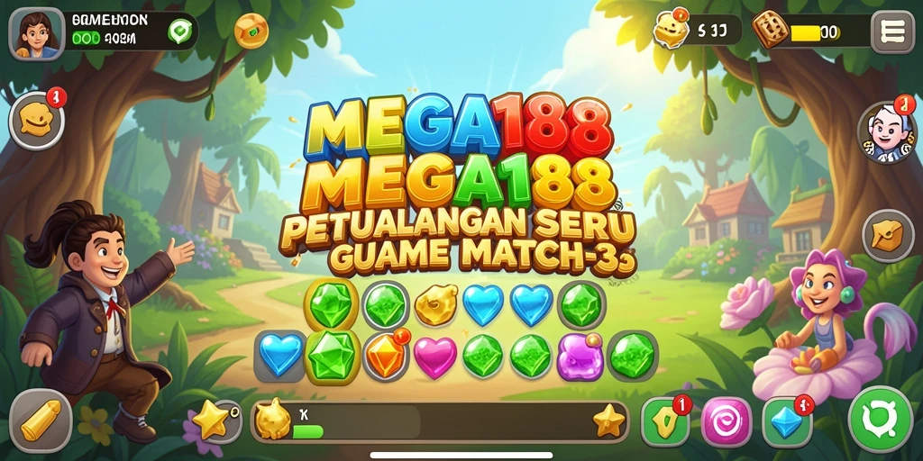 Tampilan gameplay <strong>MEGA188</strong> yang menarik dalam genre Match-3.