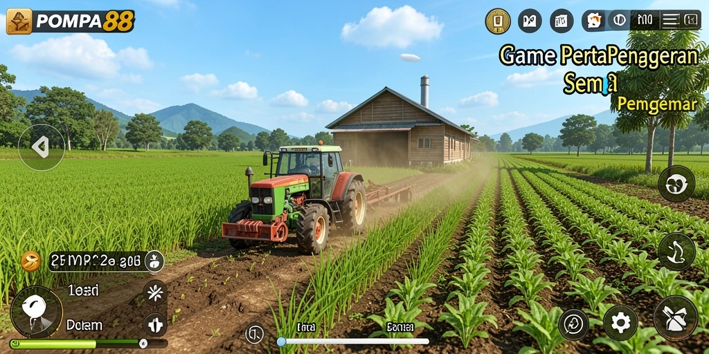 Screenshot gameplay POMPA88 menampilkan keseruan bertani.